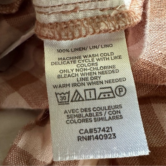 Lou & Grey 100% Linen Gingham High Waisted Wide Leg Pants Sz S - Picture 7 of 7